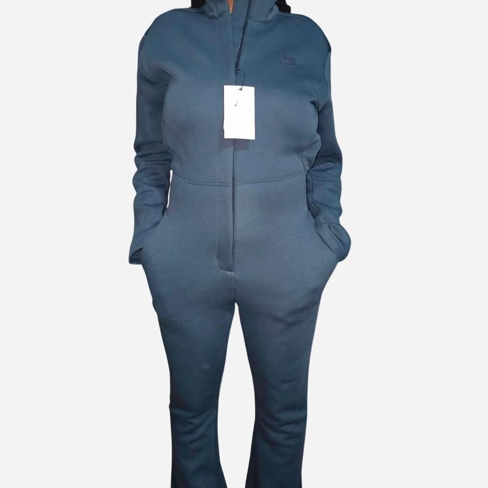 Women's Nike Tech full zip jumpsuit Moss Green